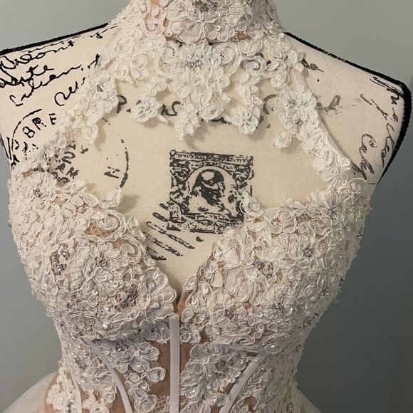 Sherri Hill Lace Appliqué Mini Cocktail Prom Pageant Bridal Wedding Party Dress - Picture 8 of 16